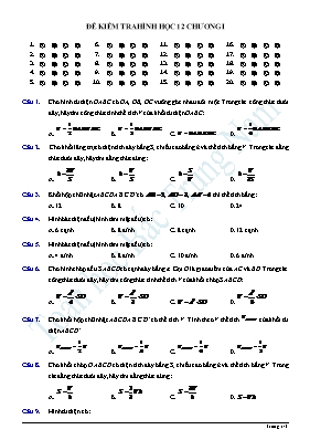 Đề kiểm tra Hình học lớp 12 chương I